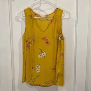 MAURICES yellow floral v-neck tank top